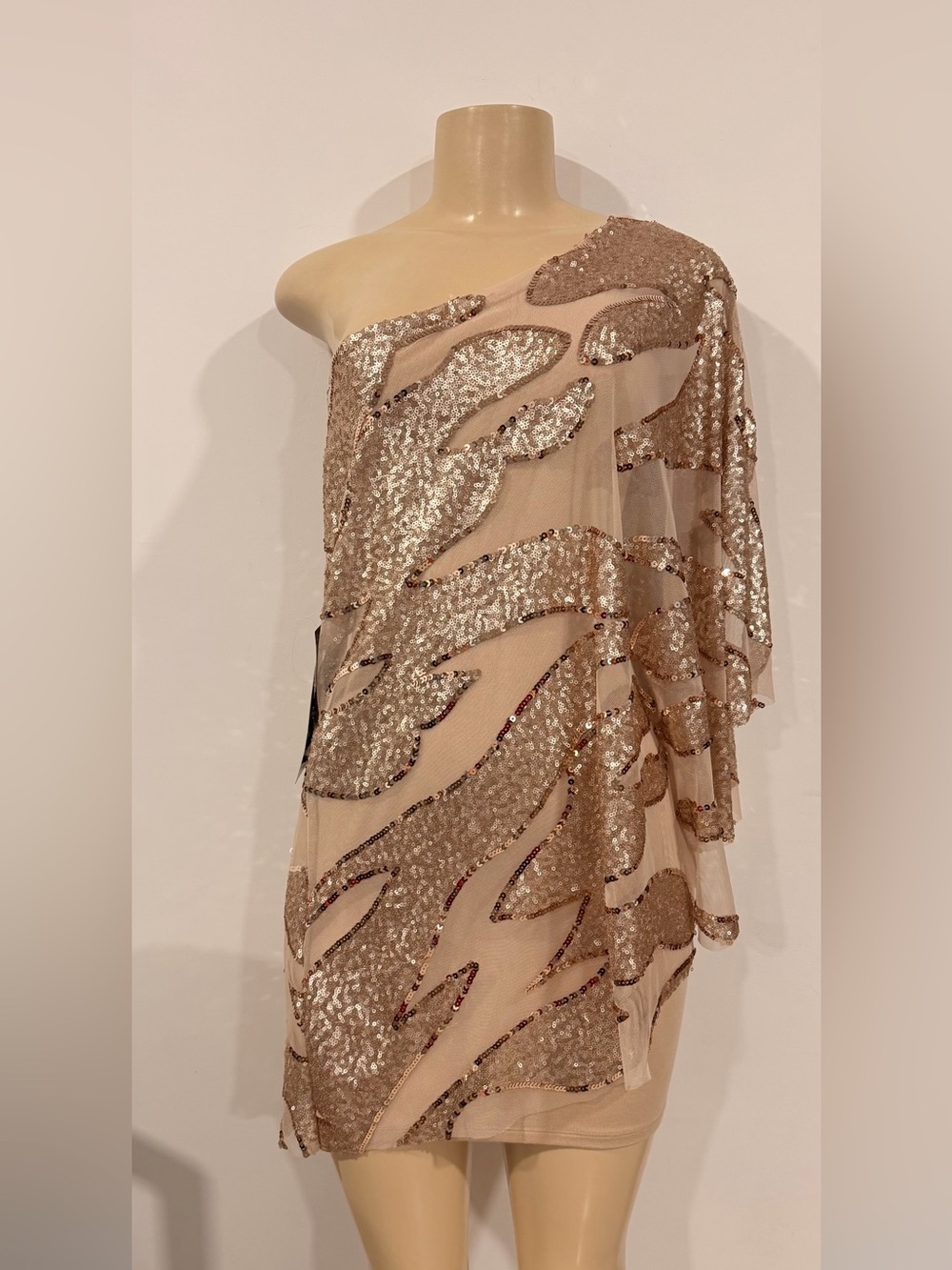 Bebe Corsican Nights Moore Asymmetrical Sequin Flame Dress Y2K